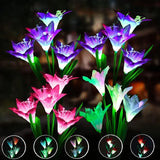 4pcs Solar Flower Lights with 16 Heads for Garden Decor