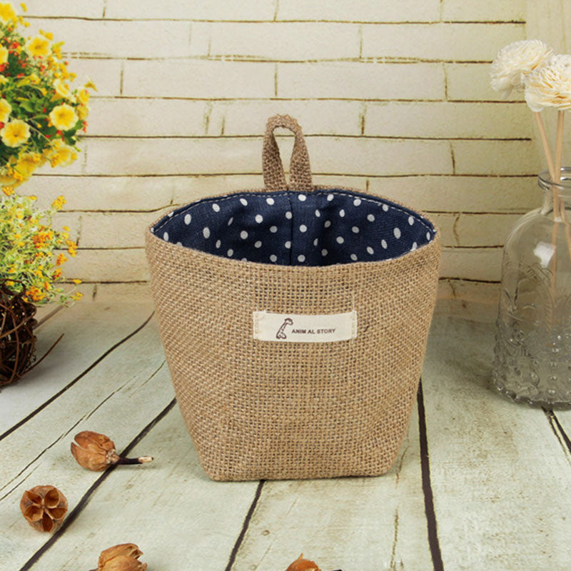Cotton Linen Flower Pot Hanging Storage Bag