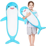 Body Pillow for Kids Long Plush Pillows Stuffed Animal Pillow with Removable Insert for Adults Kids Home Decor Blue White