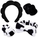 Chanaco Spa Wrist Bands for Washing Makeup - 6PCS Skincare Fuzzy Bow Tie Hair Accessories with Sponge for Women and Girls Gifts