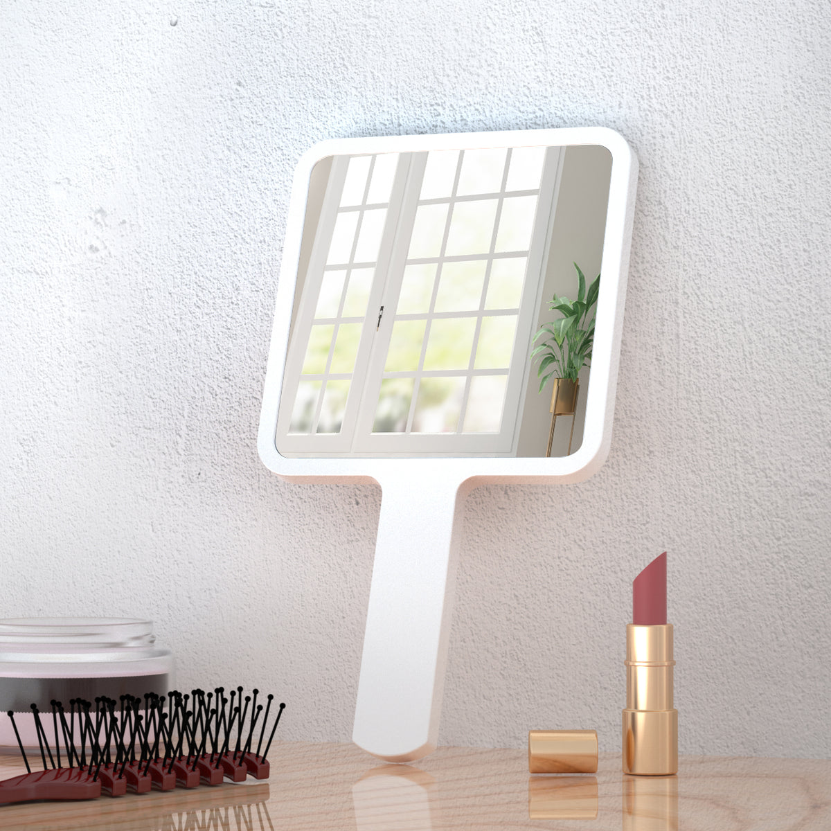 Portable Handheld Small Makeup Mirror with Handle