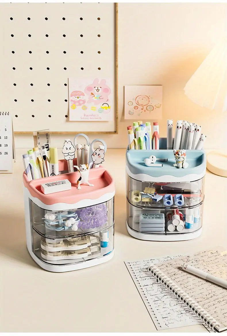 Cute Multi-color Transparent Pen Holder for Desk