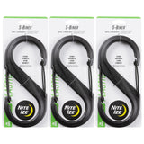 Nite Ize S-Biner Plastic Dual Carabiner - Daily Use Double-Sided S-Biner - Dual Clip Carabiner Accessory for Holding & Organizing - Double-Gated S-Biner for Camping & More - Black Size 8 (3 Pack)