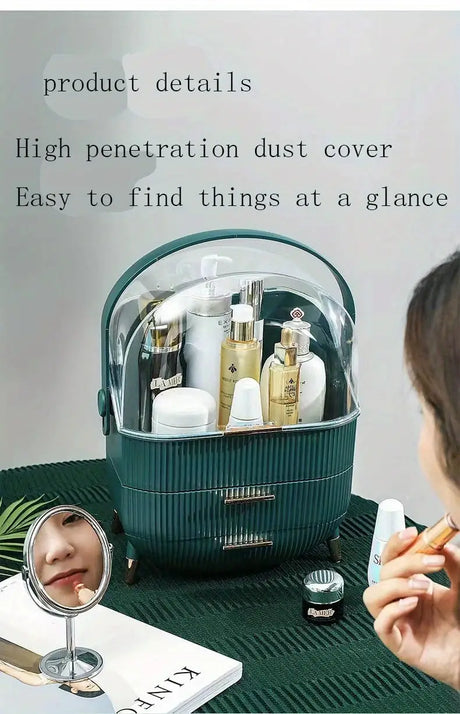 Plastic Makeup Organizer with Dust Proof Storage Box