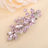 Teyglen Pink Rhinestone Hair Clip Bridal Crystal Hair Barrette for Women Sparkly Hair Piece Wedding Hair Clips Hair Accessories for Women (Pink)