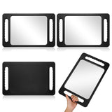 Kigley 2 Pcs Large Hand Mirror with Double Handle Barber Mirror Unbreakable Rectangular Hand Held Mirror Hair Salon Equipment Hairstylist and Barber Accessories Black 15.75 x 9.84 Inches/ 40 x 25 cm