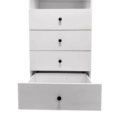 70.2H Livelylodge Wooden Modular Closet Organizer Modern Open Wardrobe Closet System With 4 Drawers For Bedroom&Coatroom White Finish