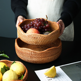 Hand-Woven Rattan Storage Basket for Kitchen & Picnic