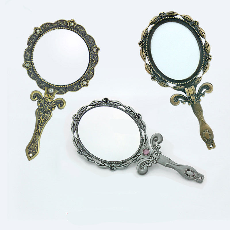 Retro Portable Handheld Metal Makeup Mirror