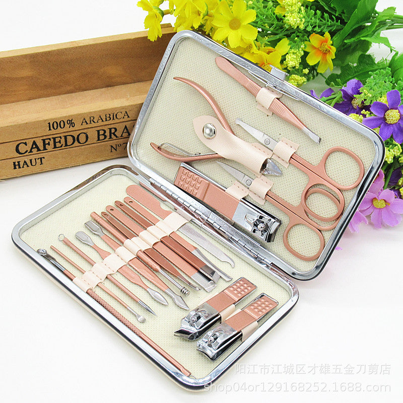 18-Piece Stainless Steel Nail Care Tool Set with Scissors
