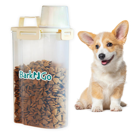 BarkNGo Airtight Dog Food Storage Container - 6.6Ib (3kgs/3Liter) Pet Food Storage Solution with Easy Pour Spout & Measuring Cup - Moisture-Proof Durable Design Perfect for Dogs and Cats