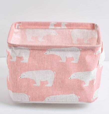 Desktop Makeup Organizer Storage Box with Linen Basket
