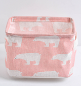 Desktop Makeup Organizer Storage Box with Linen Basket