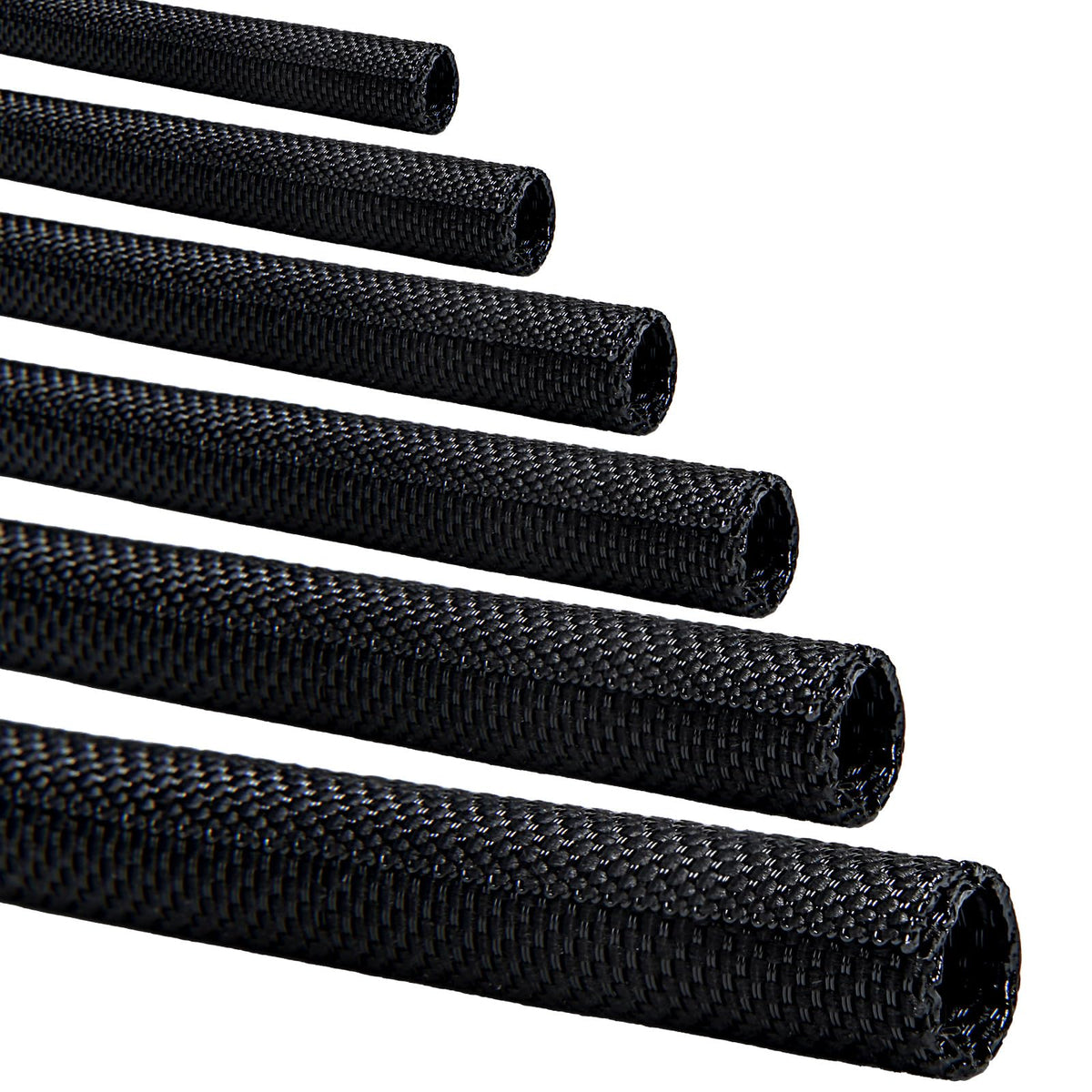 Split-Sleeve Wire Loom for High-Temperature Automotive Harness and Home Cable Management 25ft - 1/4 inch Braided Cable Management Sleeve Cord Protector Self-Wrapping Split Wire Loom