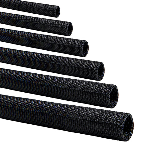 Split-Sleeve Wire Loom for High-Temperature Automotive Harness and Home Cable Management 25ft - 1/4 inch Braided Cable Management Sleeve Cord Protector Self-Wrapping Split Wire Loom