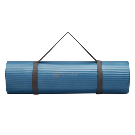 Gaiam Extra-Thick Yoga Fitness Mat and Exercise Mat with Non-Slip Texture and Easy Carry Strap - Ideal for Floor Workouts and Everyday Yoga - Supportive and Portable Blue 10mm1 EA