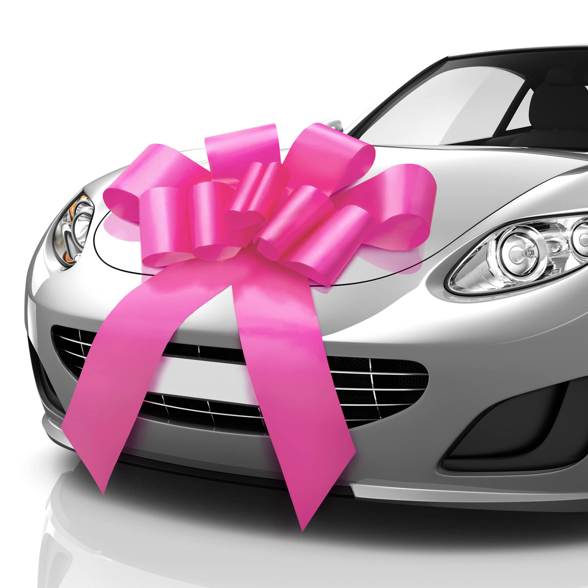 Mifflin-USA Big Car Bow (Matte Pink 30 inch) Gift Bow Giant Bow for Car Birthday Bow Huge Car Bow Big Pink Bow Christmas Bow Gift Wrapping