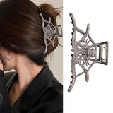 Vsdski Metal Spider Web Hair Clips Black Skeleton Hair Claw Clips Halloween Hair Accessories for Women Jaw Clips Hair Clamps Strong Hold Nonslip Hair Barrettes for Thick Thin Hair for Halloween Decor