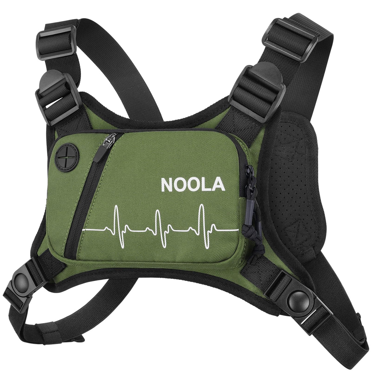 NOOLA Running Chest Pack for Men Women Lightweight Running Vest Reflective Gear Sport Chest bag with Phone Holder Workouts Outdoor Pack for Running Hiking Cycling Jogging Green