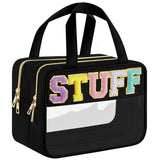 SIMBOOM Clear Letter Makeup Bag Black L Size Clear Bag