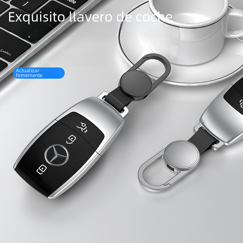Men's Genuine Leather Car Keychain with Metal Clip