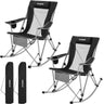 FUNDANGO Rocking Camping Chair for Adults 2 Pack Folding Rocking Camping Chair with High Back Rocker Camp Lawn Chairs Support 300lbs for Backyard Garden Picnic Camping Outdoor