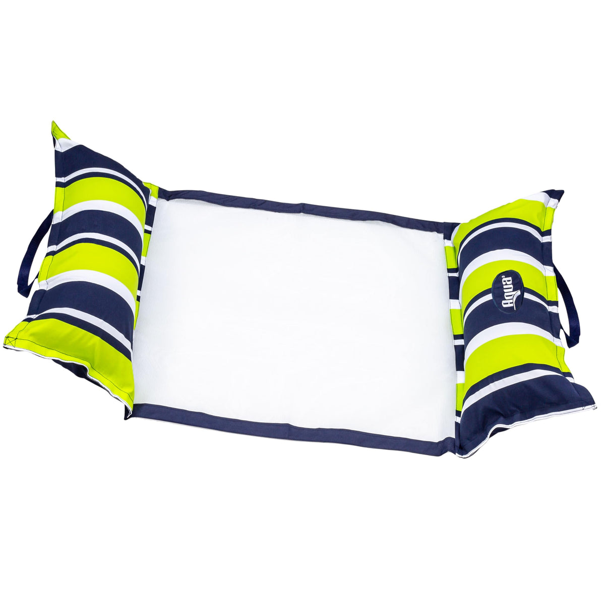 Aqua 4-in-1 Deluxe Monterey – Resort-Quality Pool Float & Water Hammock – Multi-Purpose Inflatable Pool Floats for Adults with Thick Durable Material – Navy/Green Stripe
