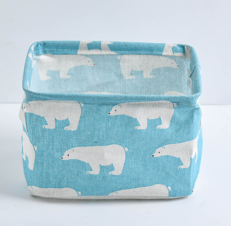 Desktop Makeup Organizer Storage Box with Linen Basket