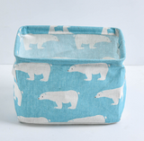 Desktop Makeup Organizer Storage Box with Linen Basket