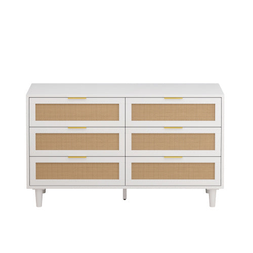 Drawers Rattan Storage Cabinet Rattan Drawer,for Bedroom,Living Room,White