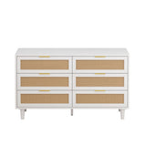 Drawers Rattan Storage Cabinet Rattan Drawer,for Bedroom,Living Room,White
