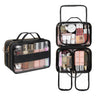 OCHEAL Makeup Bag Organizer Double Layer Cosmetic Bag Large Capacity Travel Toiletry Bag for Women Beauty Essentials Multiple Compartments Makeup Case Organizer Zipper Pouch - Black