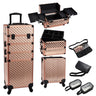Stagiant Rolling Makeup Train Case Large Storage Cosmetic Case Trolley 4 in 1 Large Capacity Cosmetology Case on Wheel with Brush Waist Bag Makeup Travel Case with Swivel Wheels Salon Barber Trunk