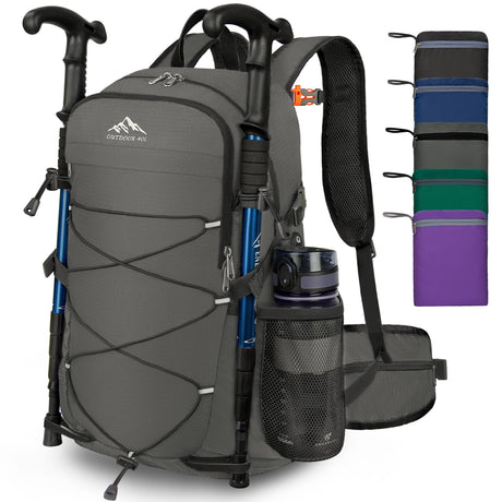 BKNOOU 40L Lightweight Hiking Backpack Packable Camping Backpack Waterproof Hiking Daypack Men Women Foldable Travel Daypack