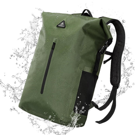 Haimont Dry Bag Backpack TPU Waterproof Roll Top Closure Dry Bag 30 Liter Tear Resistant Lightweight Waterproof Back Pack with Laptop Pockets Back Padding for Hiking Camping Climbing Army Green