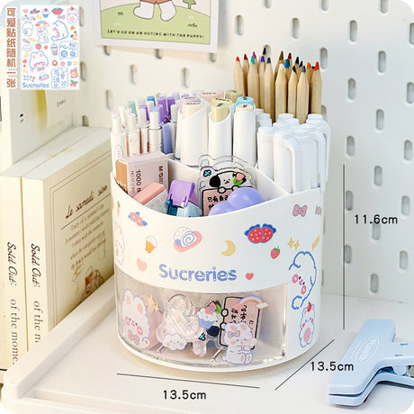 Large Capacity Rotating Pencil Holder Organizer