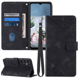A14 5G Case Walletfor Galaxy A14 5G Phone Case[Card Holder Slots][Wrist Strap][Kickstand] TPU Interior Protective PU Leather Embossing Flip Cases Cover for Samsung Galaxy A14 5G (Black)