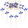 inSowni 7 Pieces Royal Blue Rhinestone Wedding Bridal Hair Side Comb Slide+U-shaped Hairpins Hair Accessories Headpieces for Women Girls Brides Bridesmaids