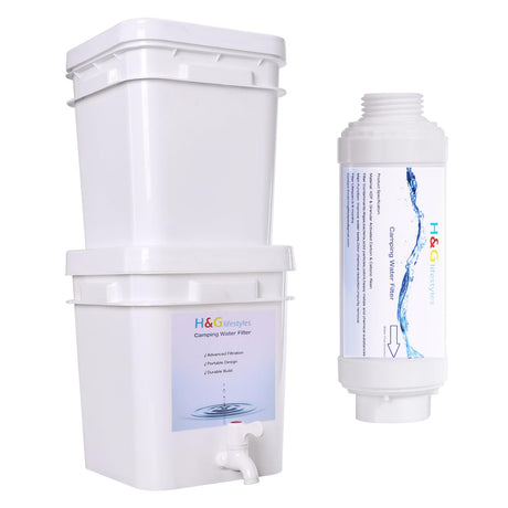 H&G Lifestyles Gravity Water Filter for Camping, Backpacking and Hiking