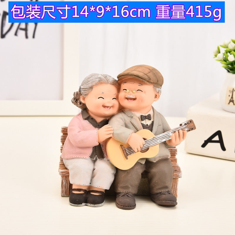 Creative Elderly Couple Figurine for Home Decor Gift