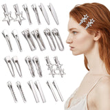 Giantree 24 Pcs Silver Hair Clips Set Metal Hair Barrettes for Women Alligator Hair Clips Non Slip Wave Star Hair Clips for Women Girls Y2K Hair Accessories