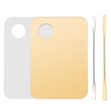 Mcduyant 4 Pcs Makeup Mixing Tray Makeup Palette with Makeup Spatula Makeup Mixing Palette Foundation Palette for Eye Shadow Lipsticks Nail Art Beauty Salon (Gold and Transparent)