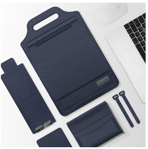 Leather Sleeve with Stand for Laptop and Phone (One Piece)