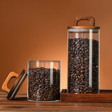 Airtight Glass Canister with Wood Lid for Kitchen Storage