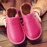 Home Cotton Slippers with Genuine Leather Sole