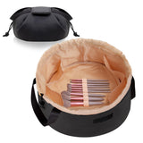 FANGENKE Large Drawstring Makeup OrganizerLay Barrel Makeup Bag Leather Cosmetic Bag Toiletry Bag for TravelPortable Waterproof Make Up Bags for Women Brush Toiletries Accessories (Black Large)