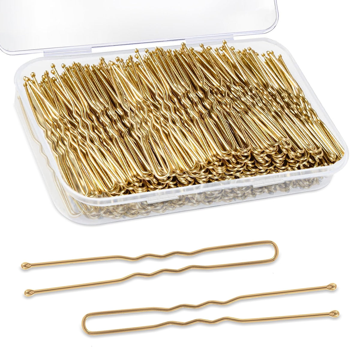 U Shaped Hair Pins AITRAI 240Pcs Blonde Hair Pins U Bobby Pins Bun Hair Pins for Women with Storage Box 2.4inch