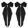 WLLHYF Big Bow Barrettes 2 Pieces Soft Silky Satin Hair Clip Long Tail French Ribbon Hair Pins Metal Bowknot Clips 90s Accessories for Party Valentines Day Women Girl (Black+Black)