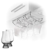 CairnCradle Whiskey Glass Rack - Under Cabinet Whisky Tasting Glasses Holder Storage Hanger Metal Organizer for Bar Kitchen (3 Across x 2 Deep Polished Stainless)