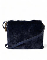 Dolce & Gabbana Dark Blue Fur Ayers Lily Twist Crossbody Shoulder Bag - Women's